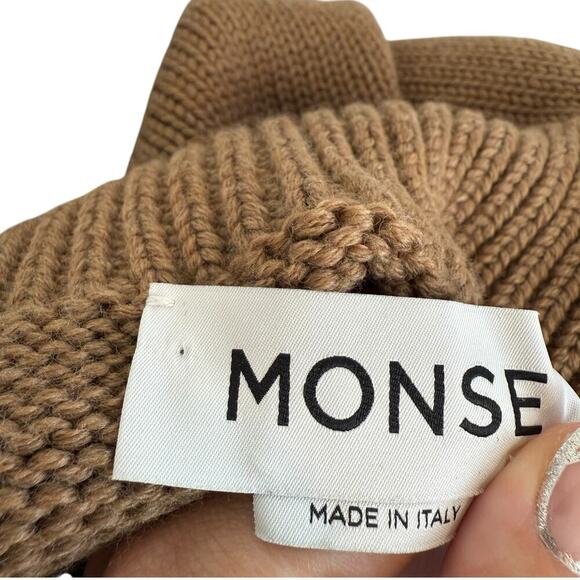 MONSE Upside Down Oversized Cutout Merino Wool Turtleneck Sweater Italy Taupe XS - Picture 3 of 8